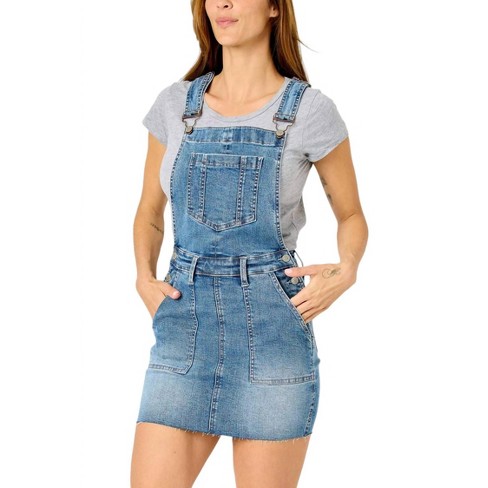 Women s HIGH WAIST RAW HEM OVERALL DENIM SKIRT Judy Blue XL