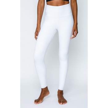 90 Degree By Reflex Womens High Waist Tummy Control Interlink Squat Proof  Ankle Length Leggings - White - Small : Target