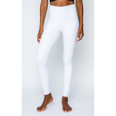 Yogalicious Womens Lux Ultra Soft High Waist Squat Proof Ankle Legging -  White - Medium