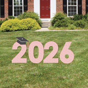 Big Dot of Happiness Rose Gold Grad - 2026 Yard Sign Outdoor Lawn Decorations - Graduation Party Yard Signs - 2026 - 1 of 4