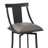 30" Brisbane Faux Leather Metal Counter Height Barstool Gray/Black - Armen Living: Swivel, Upholstered, Kitchen Stool with Back - 3 of 4