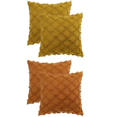 Unique Bargains Decorative Cozy Solid Color Cut Flower Checkered Throw Pillow Covers 4 Pcs