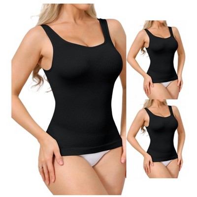 INSPIRE CHIC Women's Ribbed Tank Tops Square Neck Shapewear Tummy