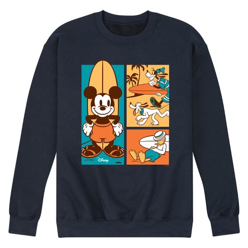 Men s Disney Mickey Friends Graphic Fleece Sweatshirt Navy Medium Target