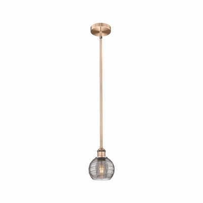 Athens Deco Swirl - 1 Light Stem Hung Mini Pendant In Industrial Style-7.63 Inches Tall and 5.88 Inches Wide