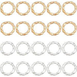 200PCS 17mm Hammered Hoop Charms, 2-Color Alloy Round Linking Rings for DIY Jewelry Making - 1 of 4