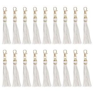 Unique Bargains PU Leather Keychain with Lobster Swivel Crafts Tassels 18 Pcs - 1 of 4