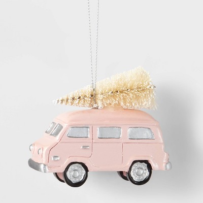 Van with Bottle Brush Christmas Tree Ornament Pink - Wondershop™