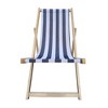 MOEPISY populus wood sling chair blue Stripe Broad blue Stripe (color: Dark blue) folding chaise lounge chair - 3 of 4