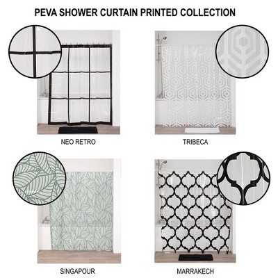Clear PEVA Shower Curtain with Black Window Design, 71x71 Inches