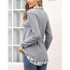 Coolmee Women's Contrast Collared Shirts Long Sleeve Patchwork Work Blouse Tunics Tops - 3 of 4