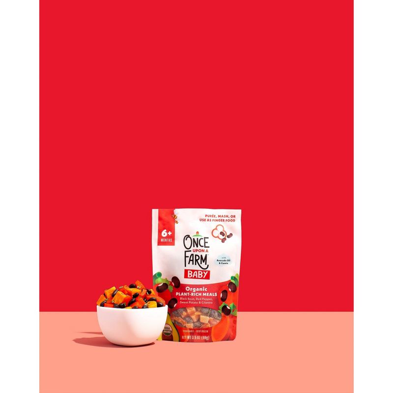 Once Upon a Farm Baby Organic Frozen Plant-Rich Meals with Black Bean, Red Pepper, Sweet Potato &#38; Cilantro - 3.5oz, 4 of 5