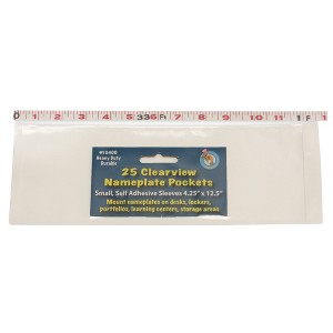 Ashley Productions® Clear View Self-Adhesive Small Name Plate Pocket 4.25" x 12.5", Pack of 25 - 1 of 2