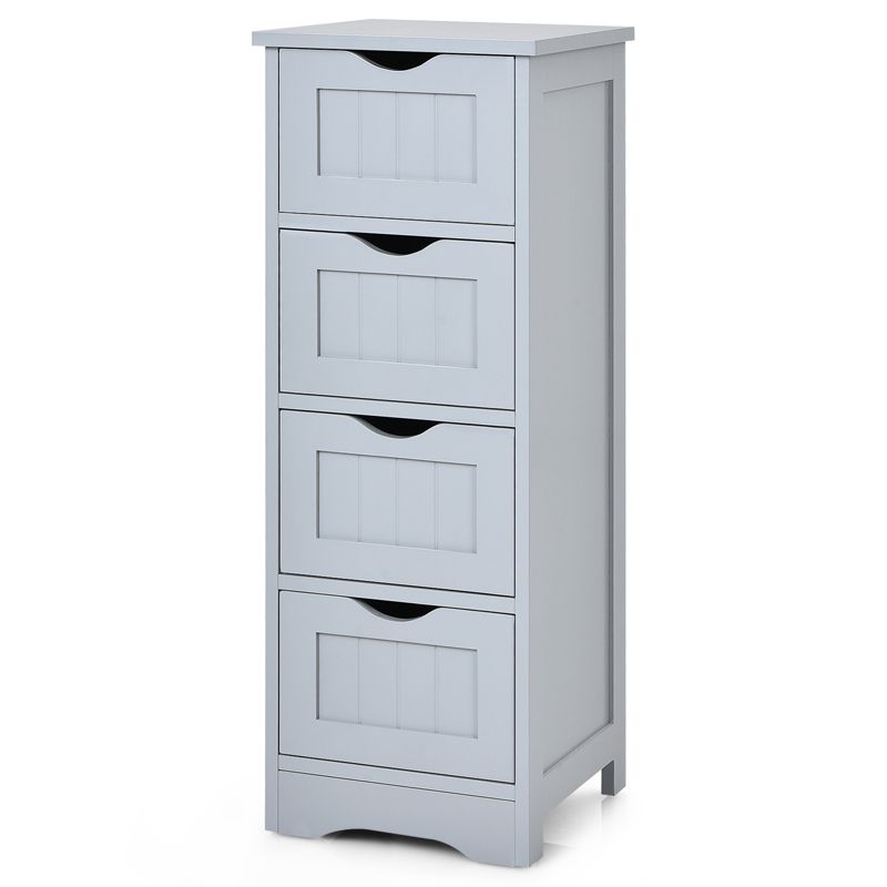Tangkula 4 Drawers Bathroom Storage Cabinet Free-Standing Side Storage Organizer Grey, 1 of 8