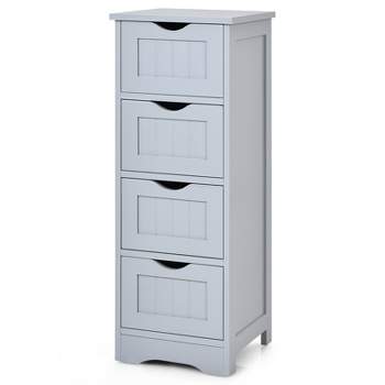 Tangkula 4 Drawers Bathroom Storage Cabinet Free-Standing Side Storage Organizer Grey
