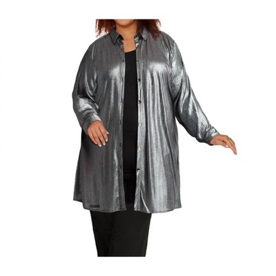 Women's Long Sleeve Button Up Rodie Oversize Tunic - Plus Size - On The Plus Side