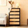 Rattan 5 Drawer Dresser, 46.7in Tall Black 5 Chest of Drawers with Metal Handles and Wooden Sturdy Base for Bedroom Living Room Nursery - 3 of 4
