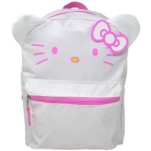 Sanrio White and Pink Hello Kitty Head 16" School Backpack with Front Pocket - 1 of 1