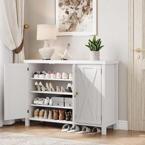 Shoe Cabinet with Doors, Farmhouse 35'' Tall Shoe Storage Cabinet for Entryway - 1 of 4