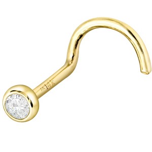 Jewelry Avalanche 22G 14K Gold Bezel-set Moissanite Nose Screw Nose Stud - 1 of 4