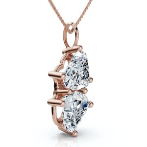 Pompeii3 4Ct Certified Toi Et Moi Heart Shape Pendant 14k Gold Necklace Lab Created - 1 of 2