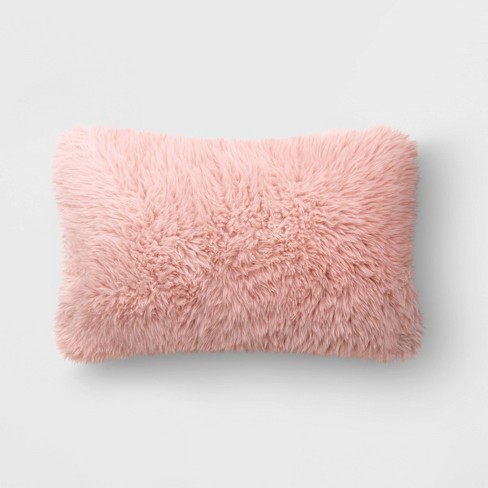 Faux Fur Lumbar Throw Pillow Light Pink Room Essentials