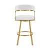 HomeRoots 26" White and Gold Faux Leather and Stainless Steel Low Back Counter Height Swivel Bar Chair - 4 of 4