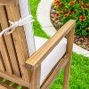Sunnydaze Rodanthe Acacia Wood Outdoor Dining Armchairs with Cushions - 2pk - Natural/Bone White - 3 of 4