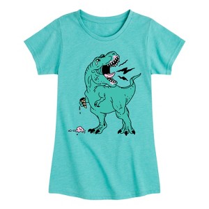 Girls' - Instant Message - Trex Ice Cream Fitted Short Sleeve Graphic T-Shirt - 1 of 4