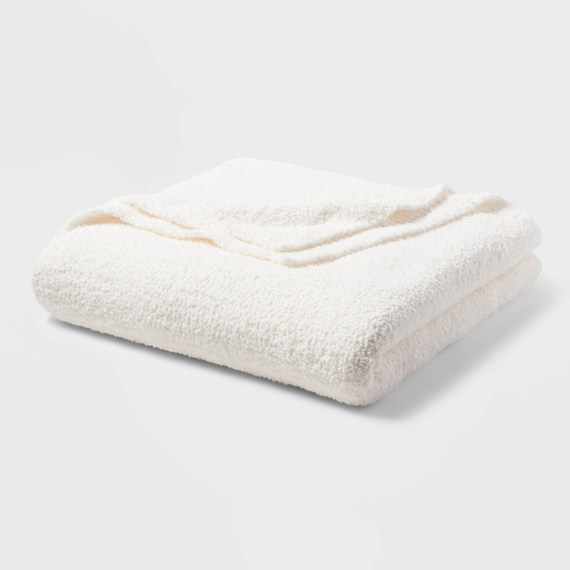 King Cozy Chenille Bed Blanket White - Threshold™: Recycled Polyester, Knitted, Machine Washable