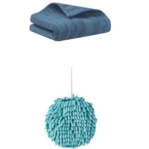 REGALWOVEN Absorbent Quick Drying Solid Decorative Hand Towels for Bathroom 14" x 30"/6" x 6" 2 Pcs - 1 of 4
