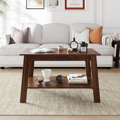 31.5" Coffee Table, Modern Industrial Rectangular, 2-Tier Storage, Durable, Easy Assembly for Living Room, Apartments, Offices