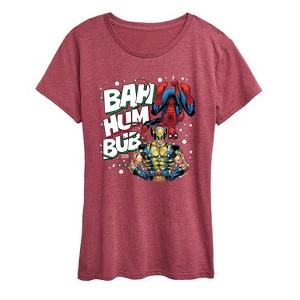 Women's - Marvel - Bah Hum Bub Wolverine And Deadpool Short Sleeve Graphic T-Shirt - 1 of 4