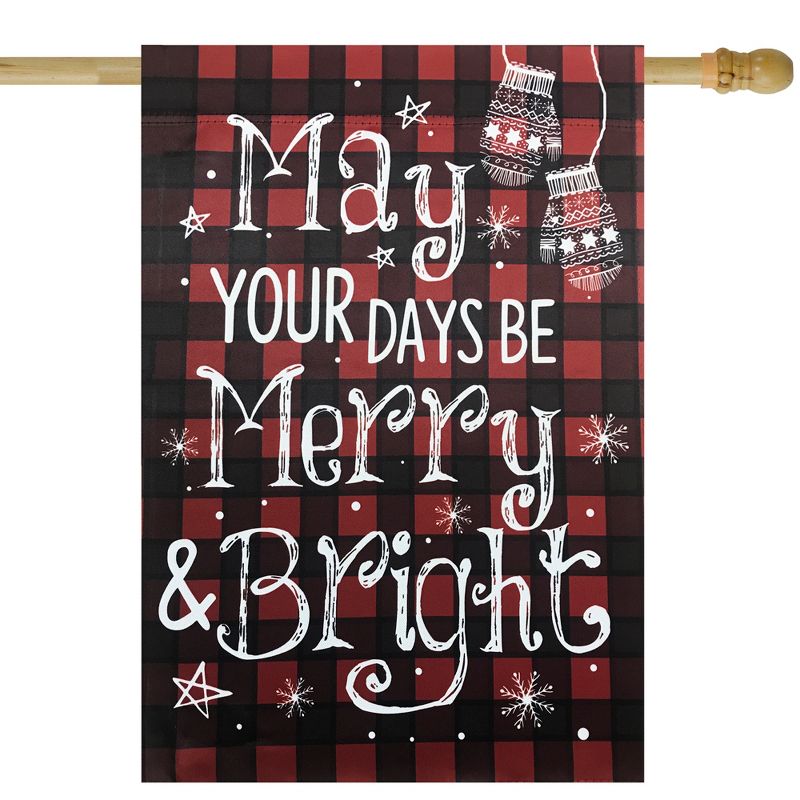 Northlight Red Buffalo Plaid Merry and Bright Christmas House Flag 28" x 40", 2 of 4
