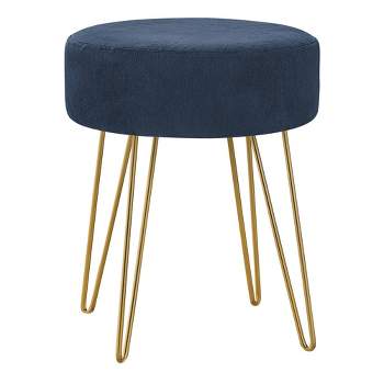 16" Round Upholstered Ottoman with Hairpin Metal Legs - EveryRoom