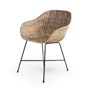 texxture Ormond Woven Rattan Dining Chair, Indoor Outdoor Dining or Kitchen Furniture for Table or Porch with Metal Legs, Natural - 1 of 4