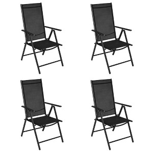 vidaXL Patio Folding Chairs - 4 Pcs Adjustable Garden Lounger with Aluminum Frame and Black Textilene Fabric - Weather-Resistant Outdoor Seating - 1 of 4