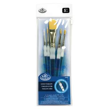 Royal & Langnickel Soft Grip Starter Golden Taklon Fiber Paint Brush Set, Assorted Size, Set of 5