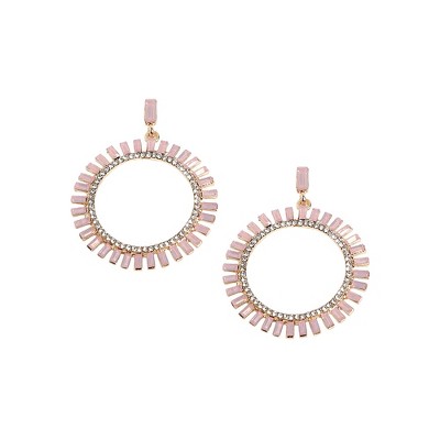 SOHI Women's Baby Pink Circular Crystal Drop Earrings