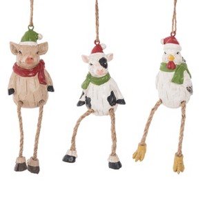 Transpac Resin Merry Farm Animal Sitter Figurines Set of Home Decorations Set of 3 Christmas - 1 of 1