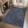 Acekool Geometric Checkered Area Rug, Washable Non-Slip Low Pile Entryway Carpet, Ultra Thin Lightweight Modern Throw Mat for Bedroom Living Room - 2 of 4