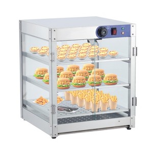 Commercial Food Warmer, Food Warmer Display – 3 Tiers Pizza Warmer with 3D Heating, 3-Color Lighting, Temp Control & Sliding Glass Door for Buffet - 1 of 4