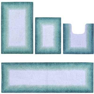 Torrent Collection 4 Piece 100% Soft Cotton Tufted Weave Bath Rug Set, Ombre Pattern, Super Soft & Absorbent, Machine Washable Bathroom Mats