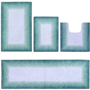 Torrent Collection 4 Piece 100% Soft Cotton Tufted Weave Bath Rug Set, Ombre Pattern, Super Soft & Absorbent, Machine Washable Bathroom Mats - 1 of 4
