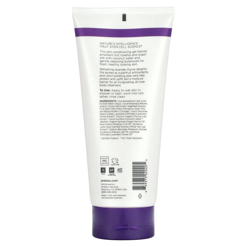 Andalou Naturals Shower Gel, Refreshing, Lavender Thyme, 8.5 fl oz (251 ml), 2 of 3