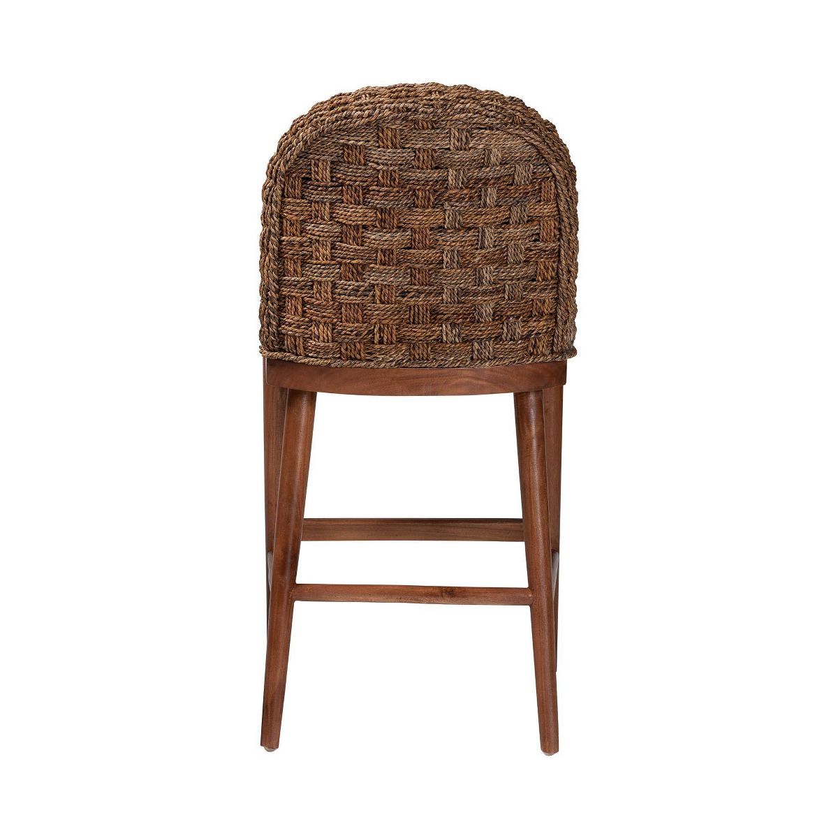 bali & pari Denver Acacia Wood and Seagrass Counter Height Barstool White/Walnut Brown: Upholstered Polyester, Fixed Seat - thumbnail 4