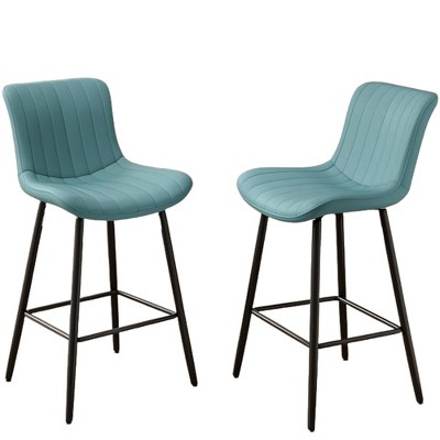 Infurnic Counter and Bar Stools, Upholstered Bar Stools Set with Durable Table Legs, for Kitchen and Dining Room, 2PCS, Green,  15.7"*19.3"*36"