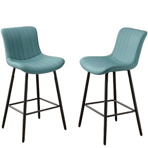 Infurnic Counter and Bar Stools, Upholstered Bar Stools Set with Durable Table Legs, for Kitchen and Dining Room, 2PCS, Green,  15.7"*19.3"*36" - 1 of 4