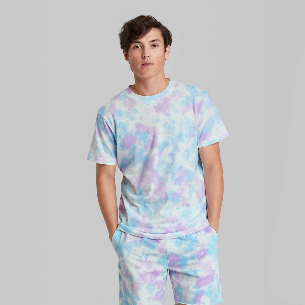 Men's Printed Short Sleeve T-Shirt - Original Use Purple/Tie-Dye Design L (Case Of 12)