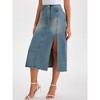 INSPIRE CHIC Women's Denim Casual Side Split A Line Stretchy Pencil High Waist Midi Skirts - 2 of 4